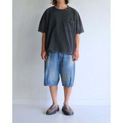ANACHRONORM MOSS STITCH DAMAGED POCKET S/S T-S