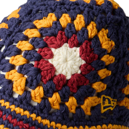 NEW ERA クロシェ ニットバケット ネイビー/イエロー/クローム/レッド  14667696