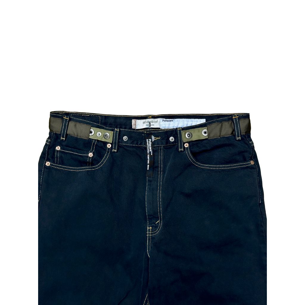POLIQUANT THE DEFORMED ADJUSTABLE THRIFTING DENIM 550 [FIGURE DYEING]