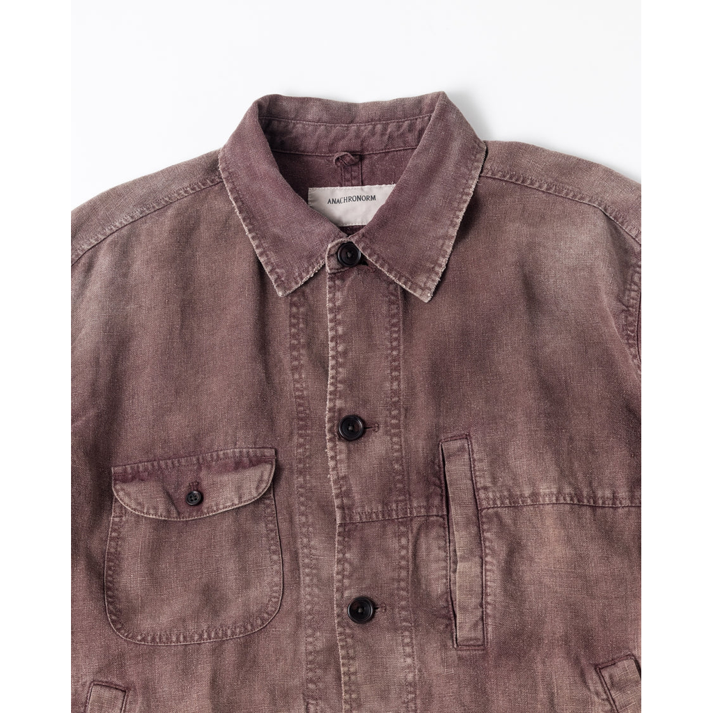 ANACHRONORM  FADED SULFUR DYED LINEN UTILITY JACKET