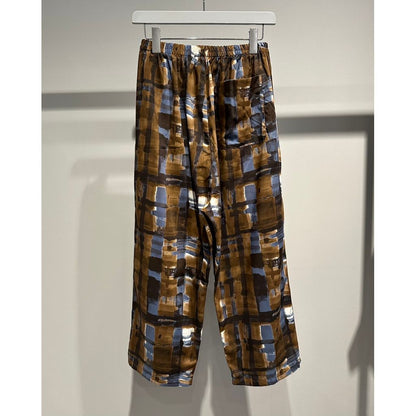 【MADE IN JAPAN】LINEAGE ABSTRACT CHECK EASY PANTS（BROWN）
