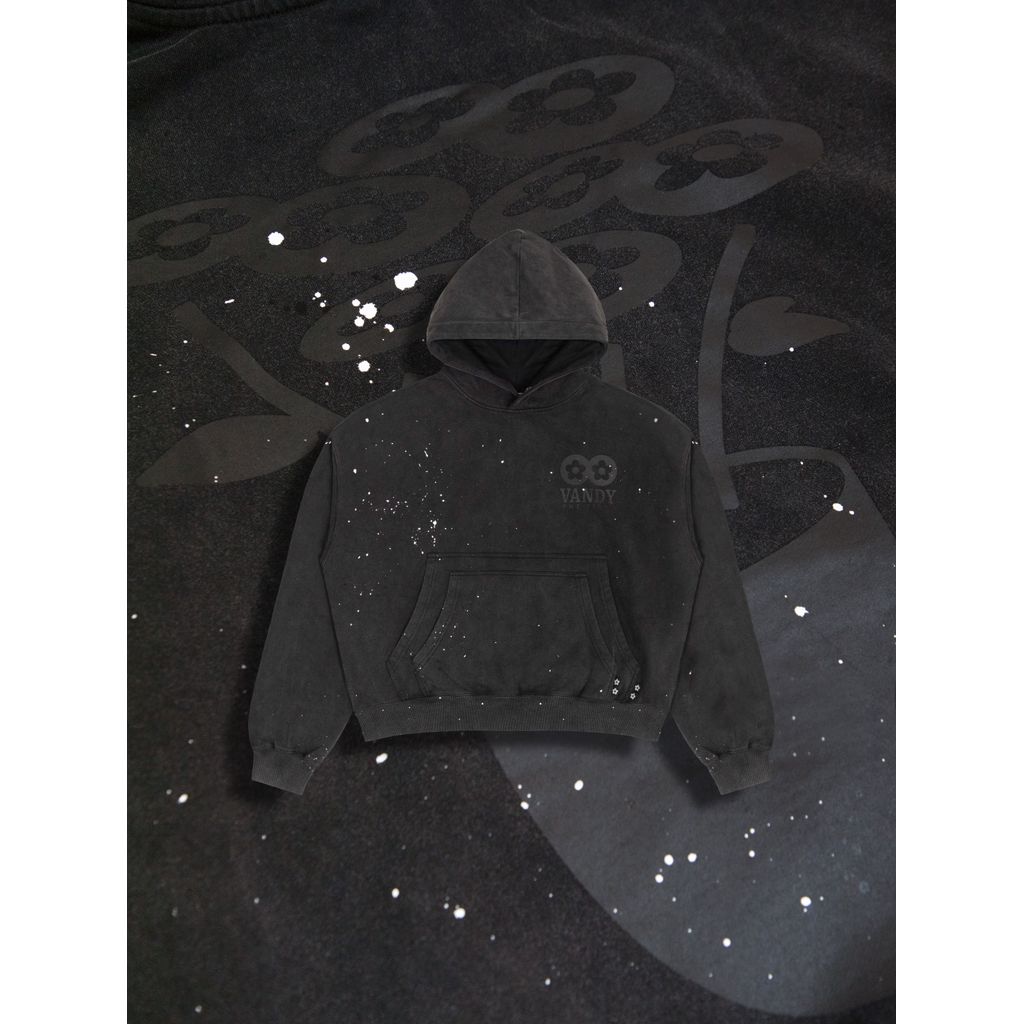 VANDY THE PINK Washed paint Splash Flower Hoodie