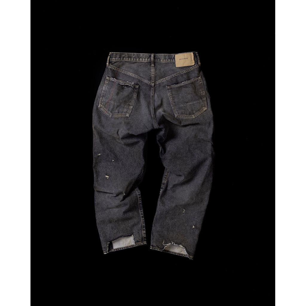 ANACHRONORM REGULAR TAPERED REMAKED 5P BLACK DENIM PANTS BLACK