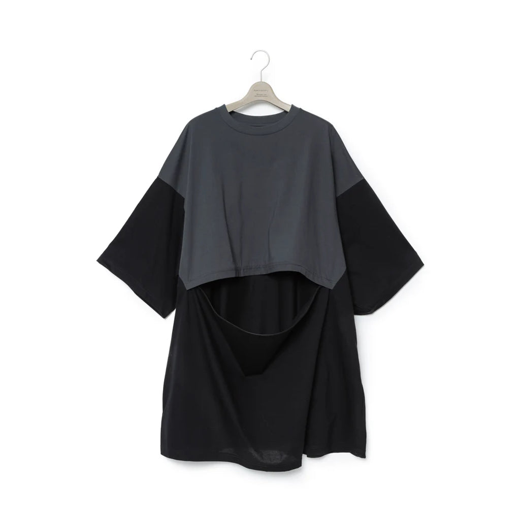 FUMITO GANRYU 2Way Mantle Tee - Chacoal X Black