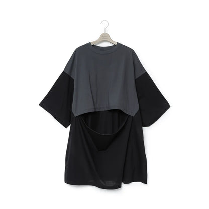 FUMITO GANRYU 2Way Mantle Tee - Chacoal X Black