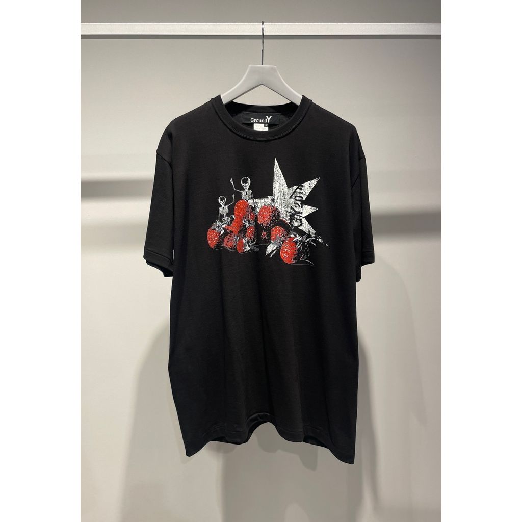 Ground Y  COTTON JERSEY SKULL STRAWBERRY T-SHIRT