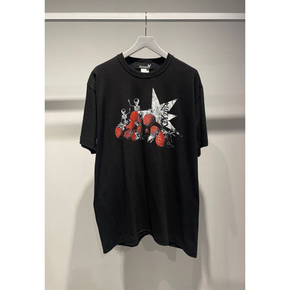 Ground Y  COTTON JERSEY SKULL STRAWBERRY T-SHIRT