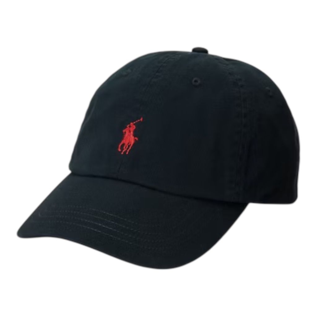 POLO RALPH LAUREN コットン チノ ベースボール キャップ（ポロ ブラック/RL レッド）