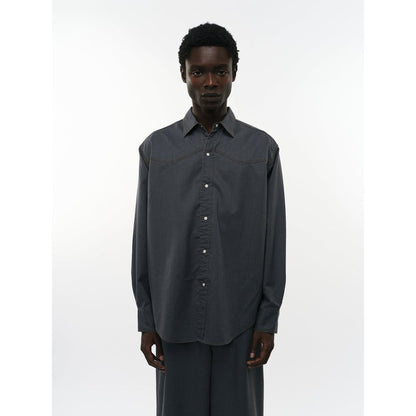 marka Washable 2/72 Wool Gabardine Pigment Print Western Shirt