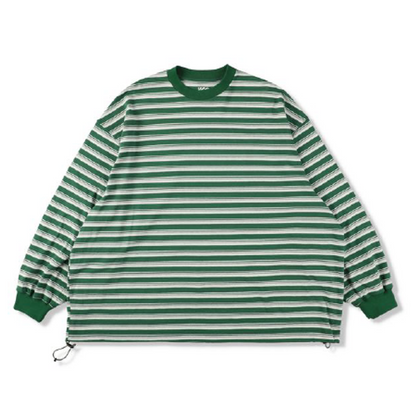 is-ness BALLOON STRIPES LONG SLEEVE T SHIRT