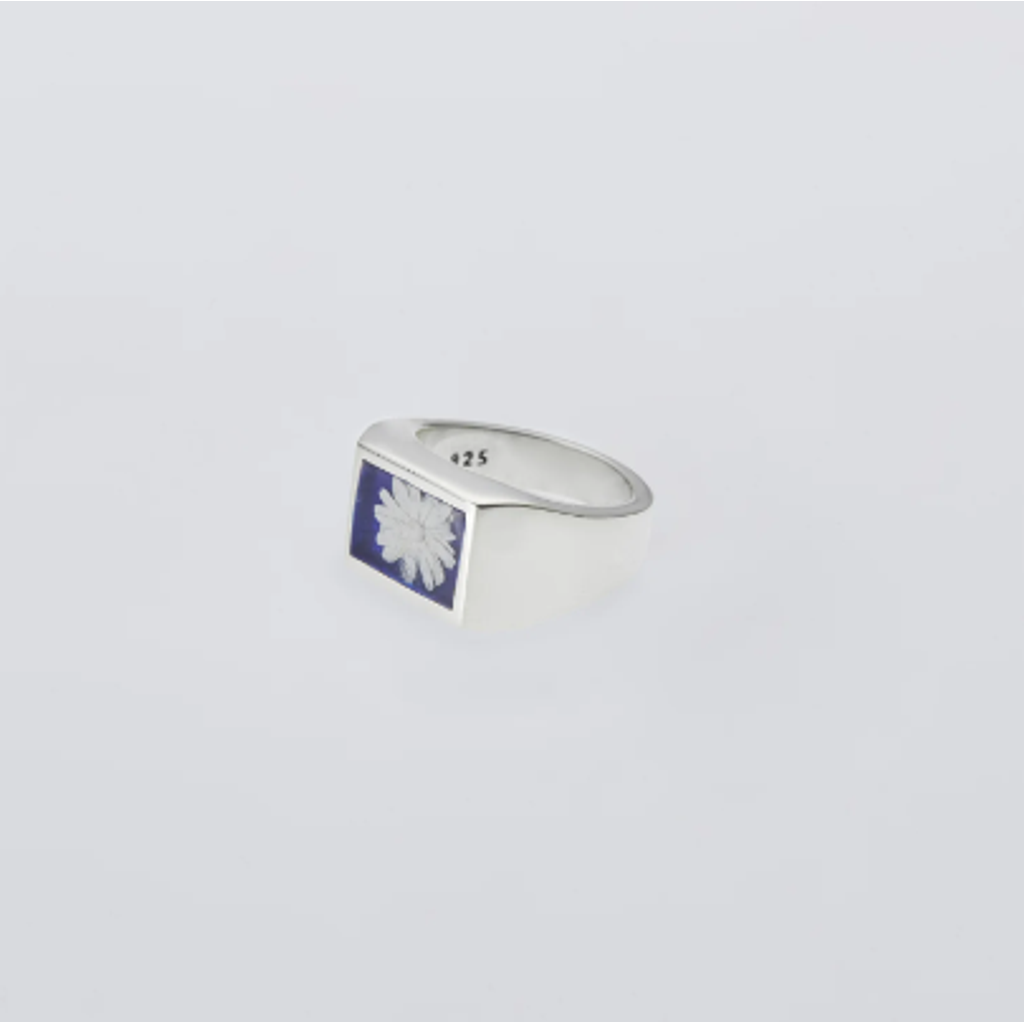 XOLO JEWELRY  Signet Ring w/ Deep Blue Flower