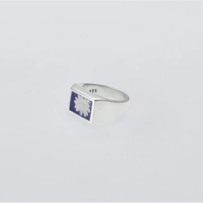 XOLO JEWELRY  Signet Ring w/ Deep Blue Flower