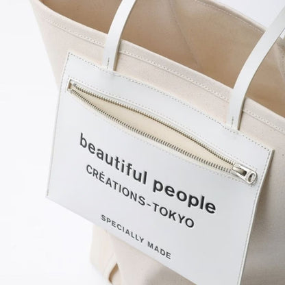 beautiful people lining logo pocket tote bag L