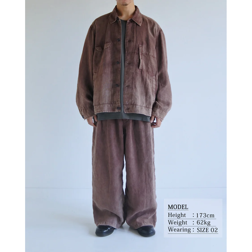 ANACHRONORM  FADED SULFUR DYED LINEN UTILITY JACKET