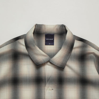 APPLEBUM OMBRE CHECK L/S ALOHA SHIRT [WHITE/BLACK] / 2420204