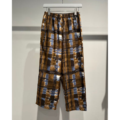 【MADE IN JAPAN】LINEAGE ABSTRACT CHECK EASY PANTS（BROWN）