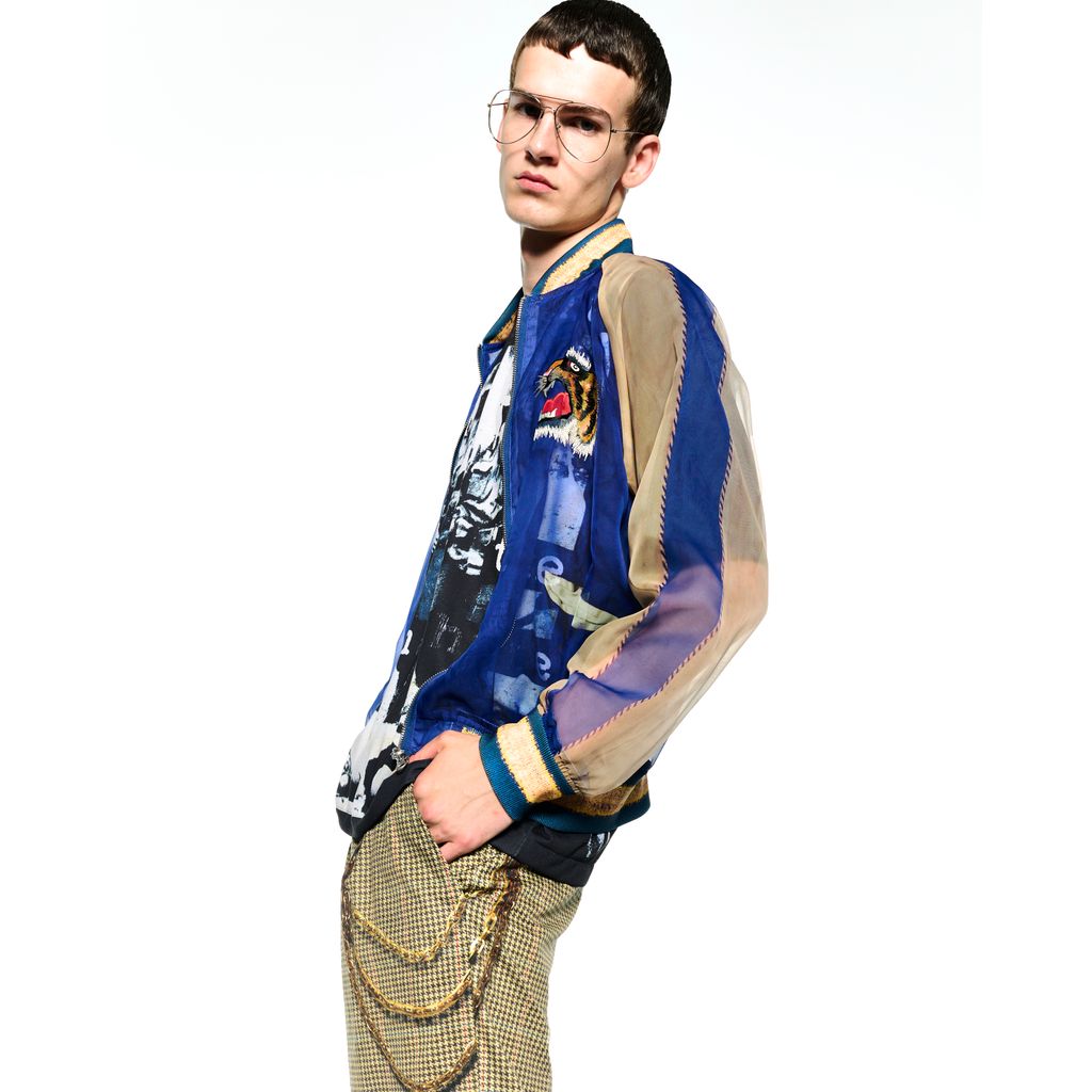 TOLQ  Skeleton Printed Souvenir Jacket