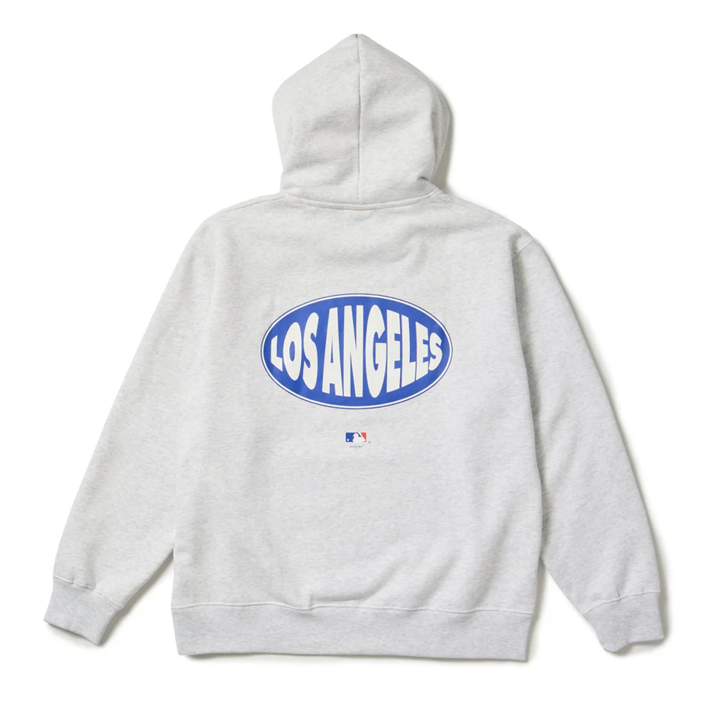 NEW ERA 裏毛 オーバーサイズド スウェット プルオーバーフーディー Powered by GORO NAKATSUGAWA（MIN-NANO） ロサンゼルス・ドジャース ライトグレー