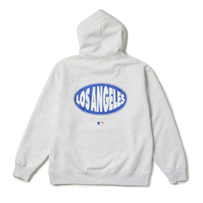 NEW ERA 裏毛 オーバーサイズド スウェット プルオーバーフーディー Powered by GORO NAKATSUGAWA（MIN-NANO） ロサンゼルス・ドジャース ライトグレー