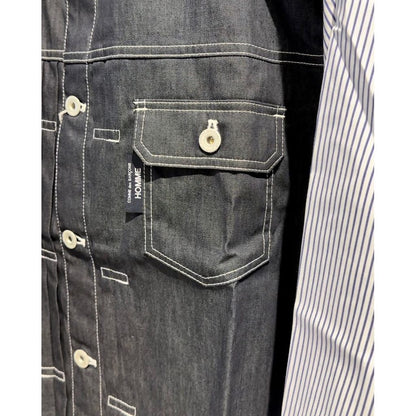 COMME des GARCONS HOMME 綿ストライプ×綿デニム 切換えシャツ