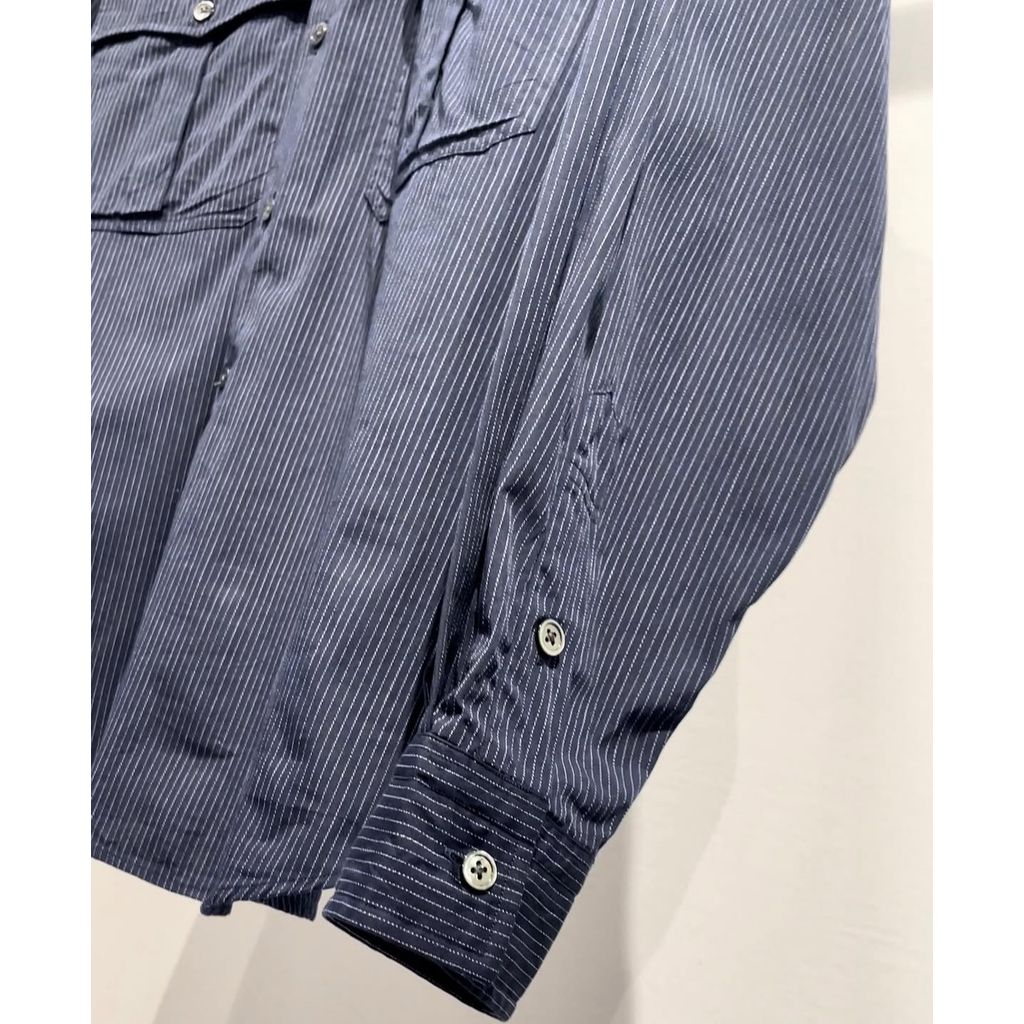 PORTER CLASSIC ROLL UP PIN STRIPE SHIRT（NAVY）