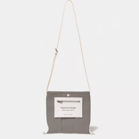 beautiful people lining logo pocket mini shoulder bag（gray）