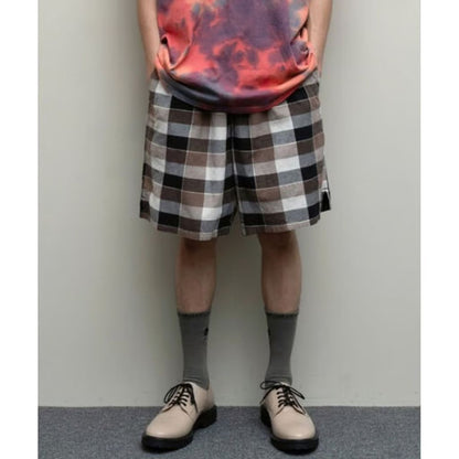 bal WASHED PLAID ELASTIC WAIST SHORT