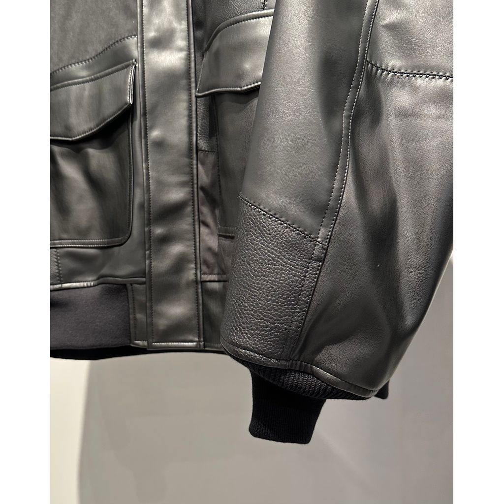 COMME des GARCONS HOMME SYNTHETIC LEATHER PATCHWORK BLOUSON（Black