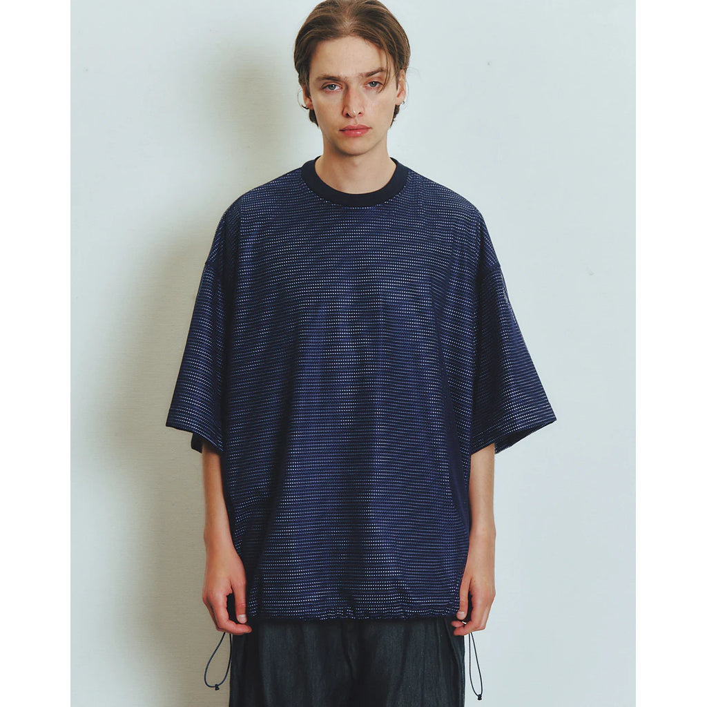 is-ness BALLOON BORDER LAYERED MESH T-SHIRT – MAROON WEBSTORE