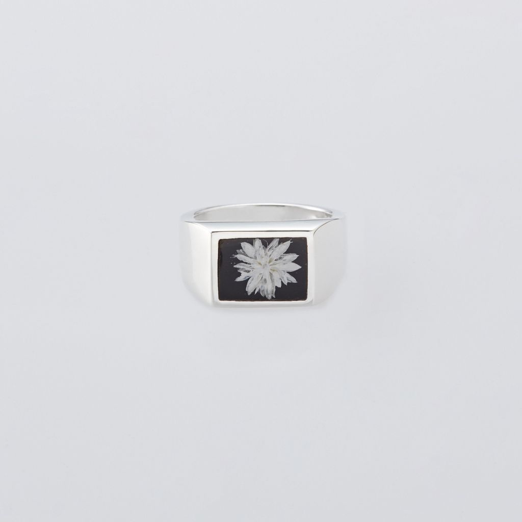 XOLO JEWELRY  Signet Ring with Black Flower