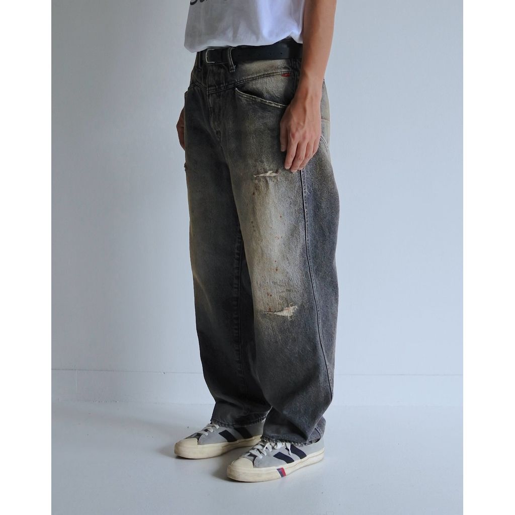 ANACHRONORM FRONT YORK REMAKED DENIM PANTS BLACK (REMAKE)