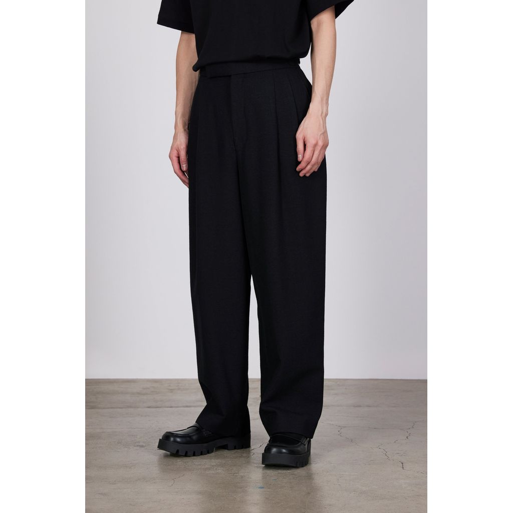 MARKA TUMBLED WOOL SERGE OFFICER PANTS 2TUCK WIDE – MAROON WEBSTORE