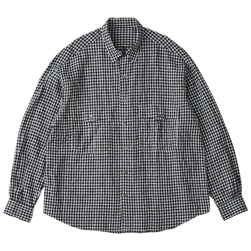 PORTER CLASSIC ROLL UP LINEN GINGHAM CHECK SHIRT