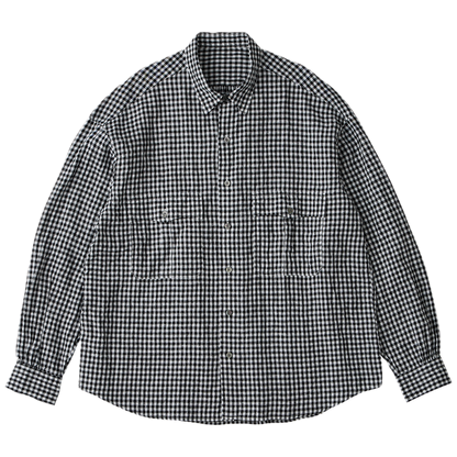 PORTER CLASSIC ROLL UP LINEN GINGHAM CHECK SHIRT