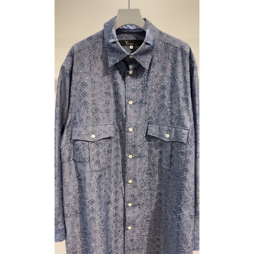 Y's for men DUNGAREE JACQUARD PATTERN SHIRT WITH TUCK COLLAR