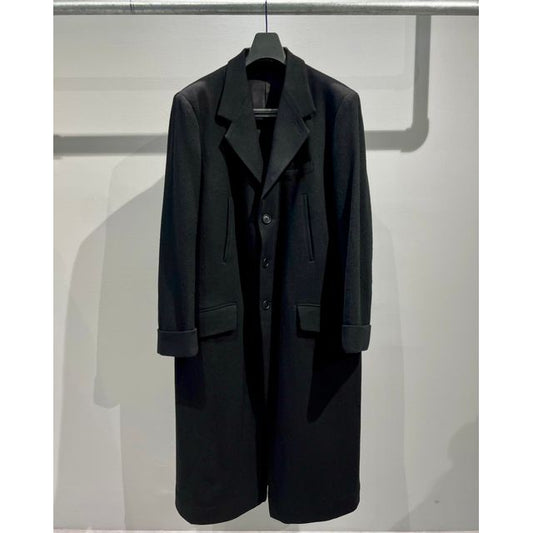 Y's for men WOOL NYLON LONG JACKET WITH MACKIN SLEEVE