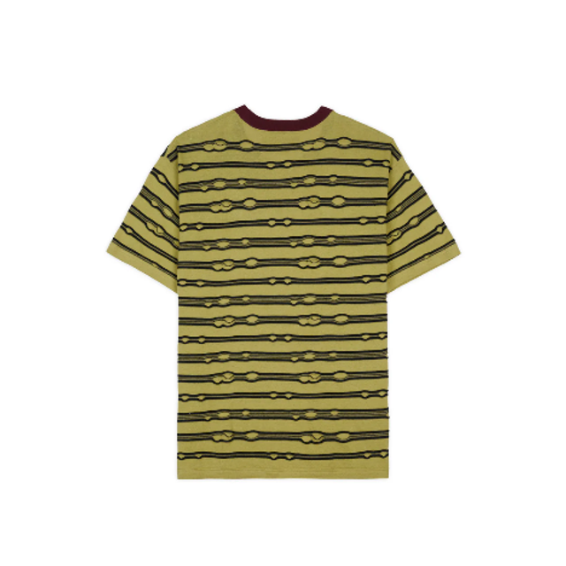 BRAIN DEAD EMBROIDERED PUCKERED STRIPED T-SHIRT - LIME