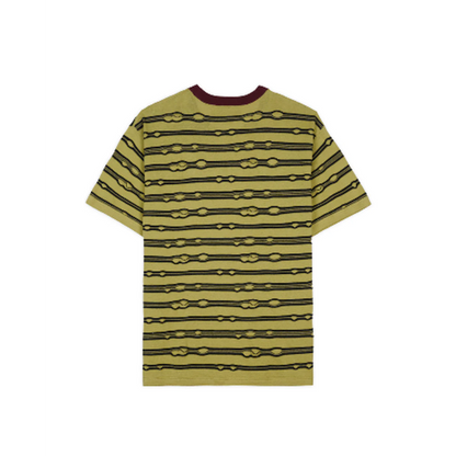 BRAIN DEAD EMBROIDERED PUCKERED STRIPED T-SHIRT - LIME