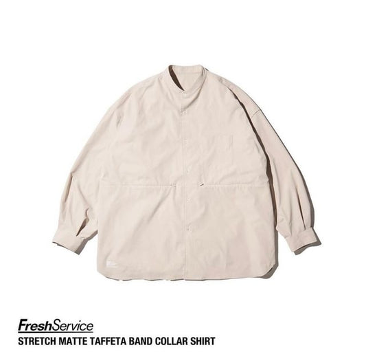 FreshService "STRETCH MATTE TAFFETA BAND COLLAR SHIRT"